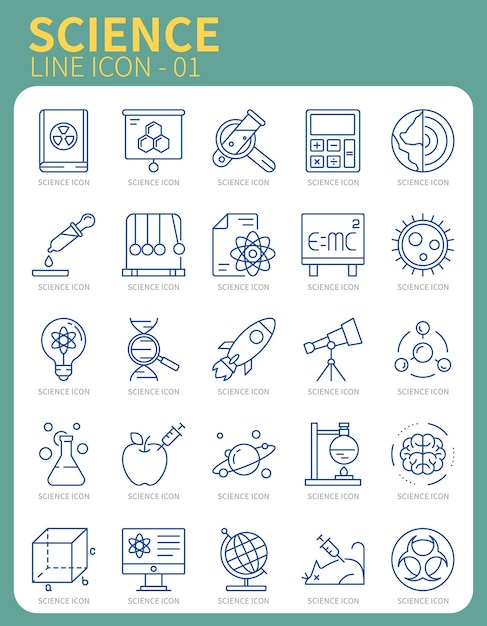 icono de línea de experimento de ciencia física