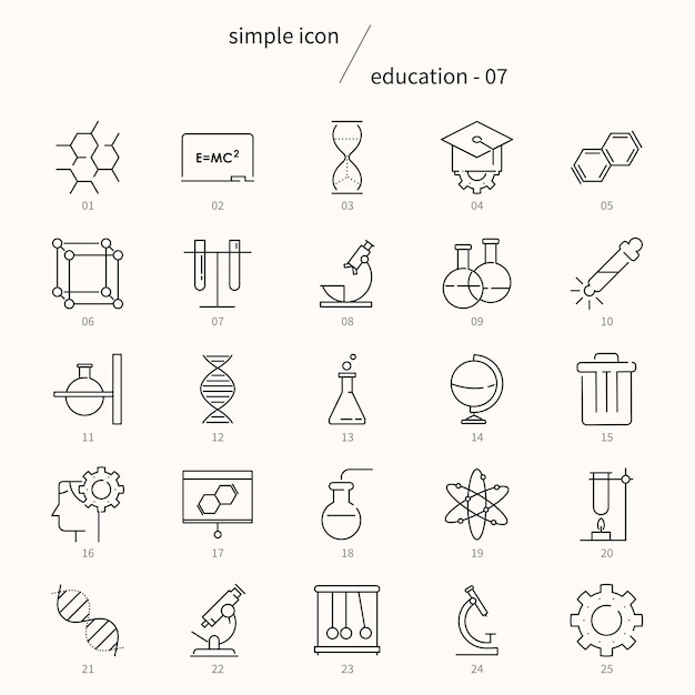 icono de línea de experimento de ciencia física