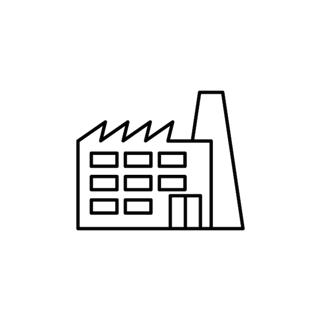 Icono de línea de fábrica aislado en fondo blanco