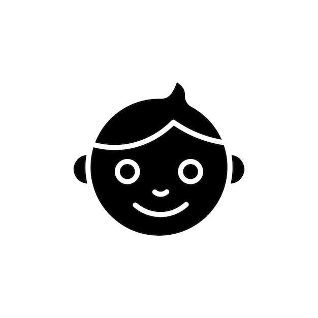 Icono de la línea facial del niño aislado en fondo blanco
