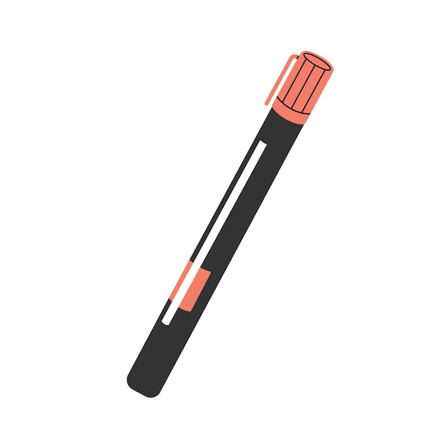 Icono de línea fina de la punta de la pluma de fieltro Marcador de herramienta de dibujo cerrado con tapa Pintura de arte Papelería de línea fina Ilustración vectorial gráfica plana aislada sobre fondo blanco