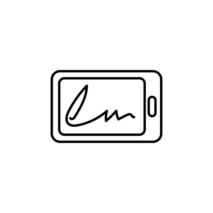 Vector icono de línea de firma electrónica aislado sobre fondo blanco