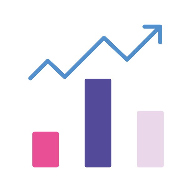 Icono de la línea de flecha de gráfico hacia arriba Gráfico de inversión Gráfico del crecimiento económico Porcentaje de transferencia de dinero Icono de color vectorial en un fondo blanco para negocios