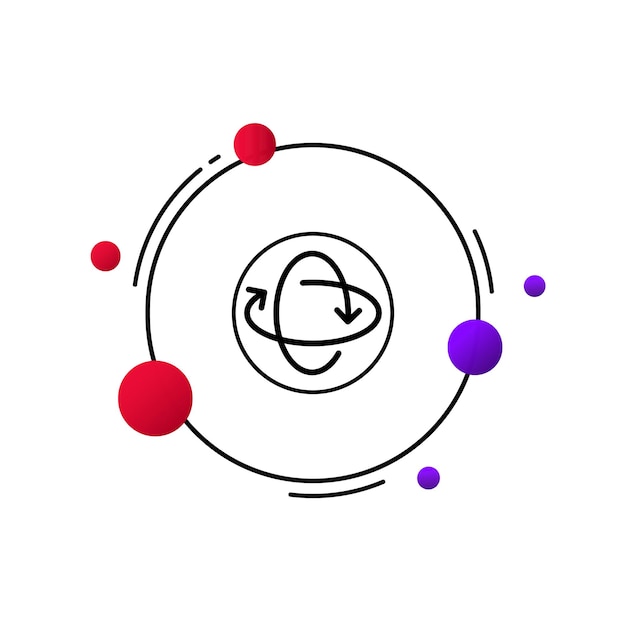 Icono de línea de flechas circulares flechas circulares 360 grados un objeto 3d de realidad virtual icono de línea vectorial de reciclaje para negocios y publicidad