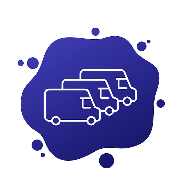 icono de línea de flota de automóviles con vector de furgonetas