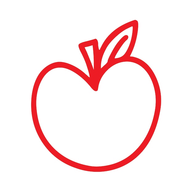 Icono de la línea de frutas de manzana roja