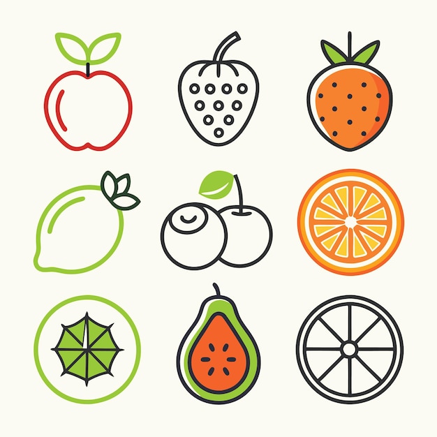 icono de la línea de frutas