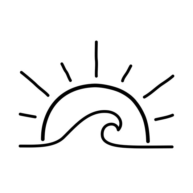 icono de línea de garabateo dibujado a mano por el sol