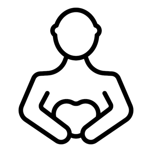 El icono de la línea de gesto de la mano del corazón