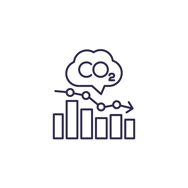 Icono de línea del gráfico de los niveles de emisiones de CO2