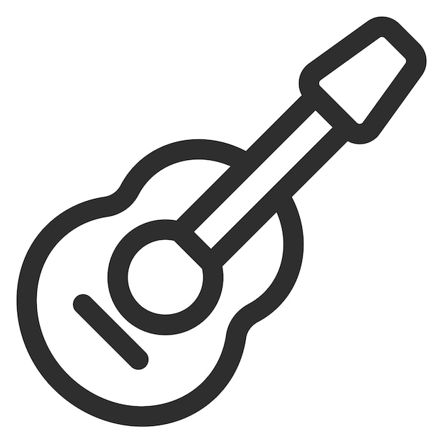 Icono de línea de guitarra Símbolo de instrumento de cuerda acústica