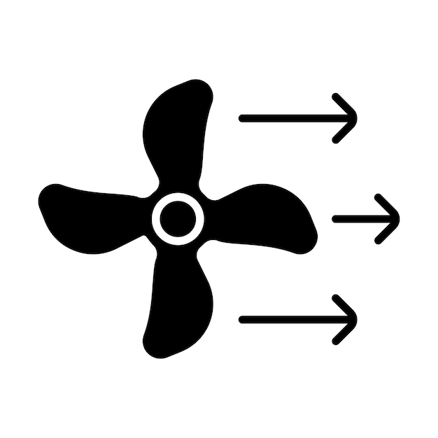 Icono de la línea de la hélice Flujo de aire fresco ventilación componente mecánico rotación de la pala del ventilador energía eólica filtración circulación eficiencia energética acondicionamiento de virus de hélice mecánico