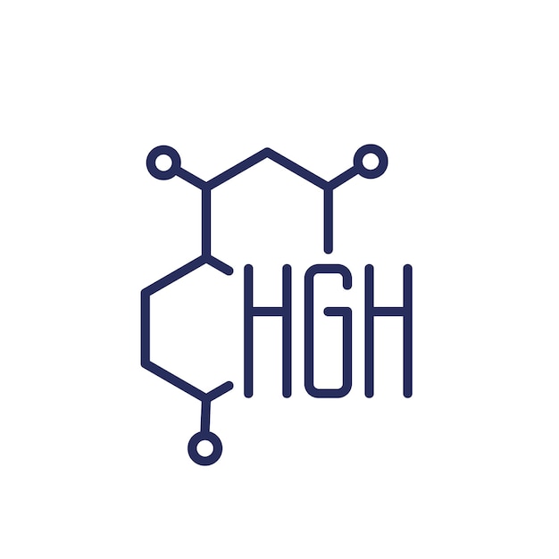 Vector el icono de la línea de hgh es la hormona de crecimiento humana.