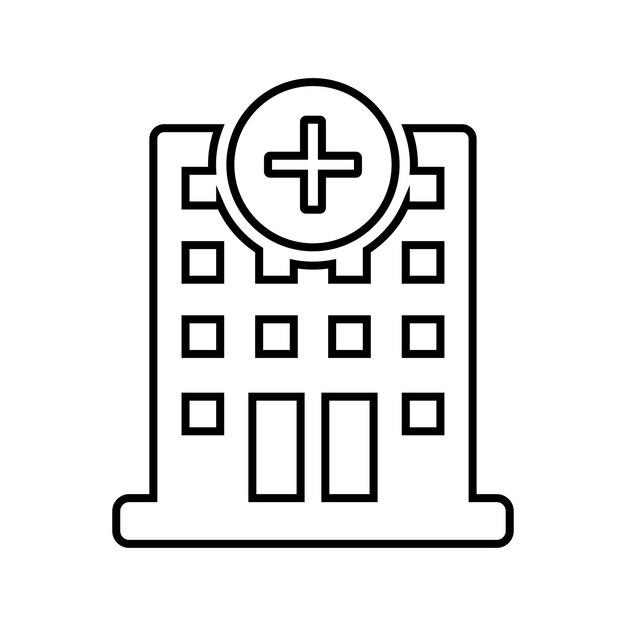 Icono de línea de hospital de la casa del médico Vector de contorno