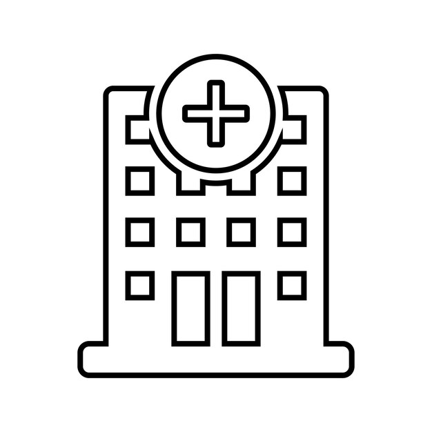 Icono de línea de hospital de la casa del médico Vector de contorno