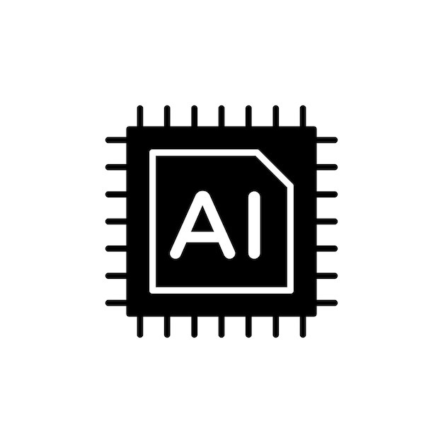 Icono de línea de IA aislado en fondo blanco