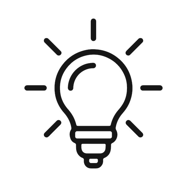 icono de la línea de idea de la bombilla