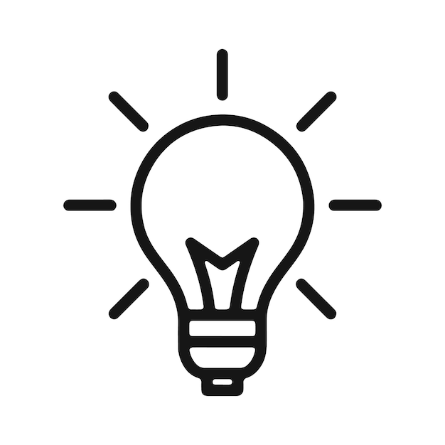 icono de la línea de idea de la bombilla