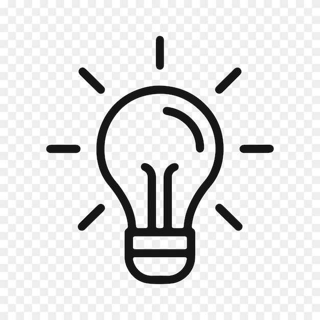 icono de la línea de idea de la bombilla