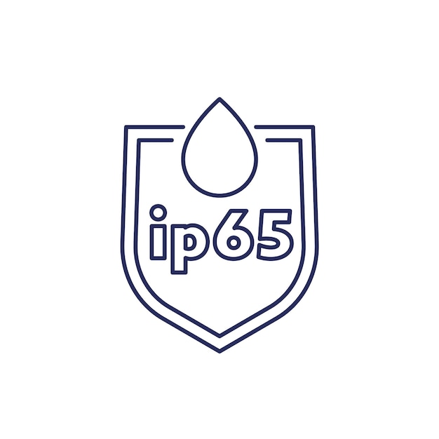 icono de línea impermeable estándar ip65 con un escudo