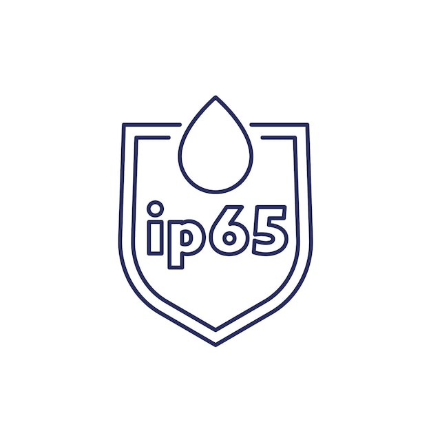 Vector icono de línea impermeable estándar ip65 con un escudo