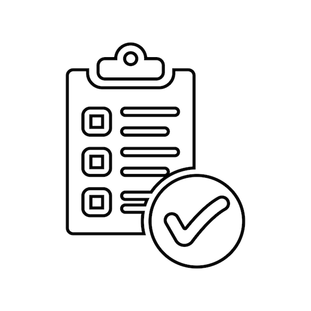 Ícono de línea del informe de comprobación de prueba de auditoría Vector de esquema