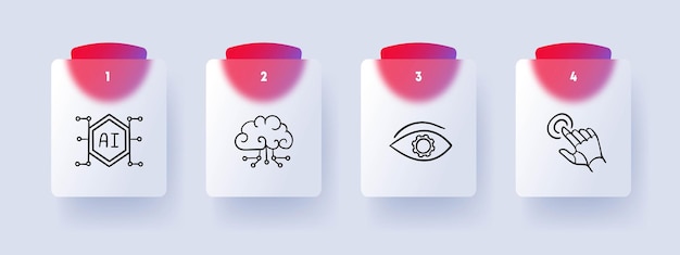 Icono de línea de inteligencia artificial Educación cerebro nube mano Fondo de color pastel Icono de línea vectorial para negocios