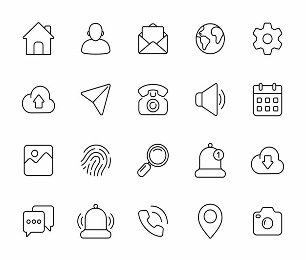 Icono de línea de la interfaz de usuario establecido para web y móvil aislado en fondo blanco