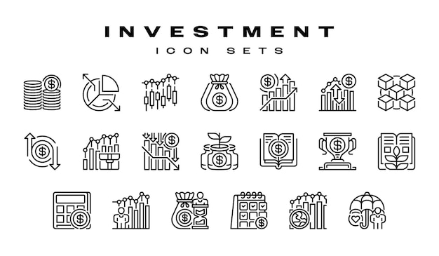 El icono de la línea de inversión establece el icono del símbolo de premium creativo universal la plantilla del icono del signo vectorial