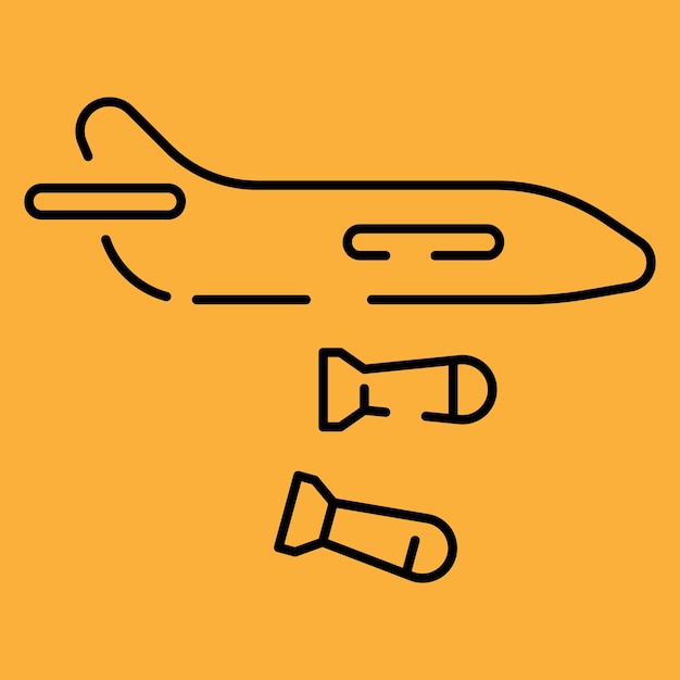 Icono de línea de jet Avión de combate bombardero Concepto de avión La ilustración vectorial se puede utilizar para temas como la defensa militar de la fuerza aérea