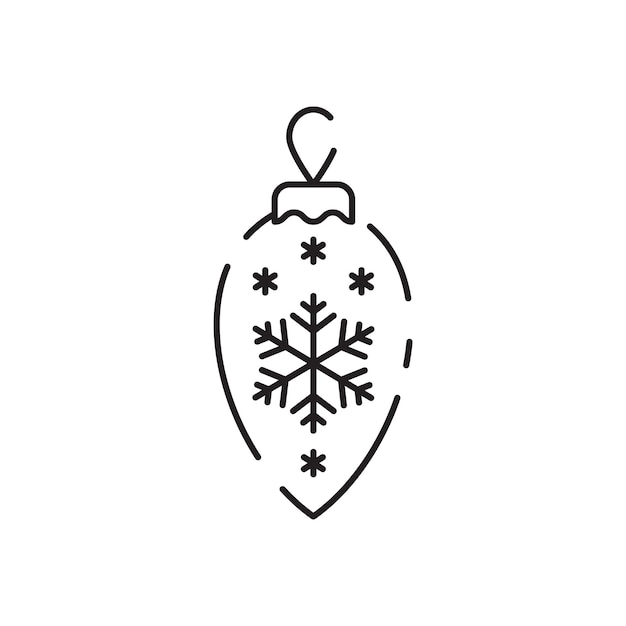 Icono de línea de juguetes de Navidad Xmas contorno festivo pictograma o signo celebración de Navidad o año nuevo icono o símbolo vectorial de campana con decoración de árbol navideño