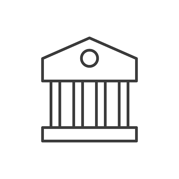 Icono de la línea del juzgado aislado en fondo blanco