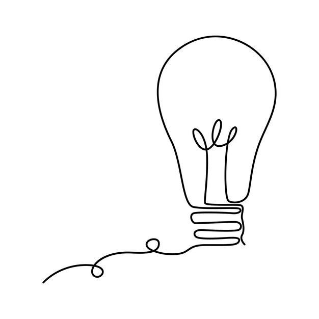 icono de línea de lámpara continua icono de lámpara de idea vector de stock de estilo plano