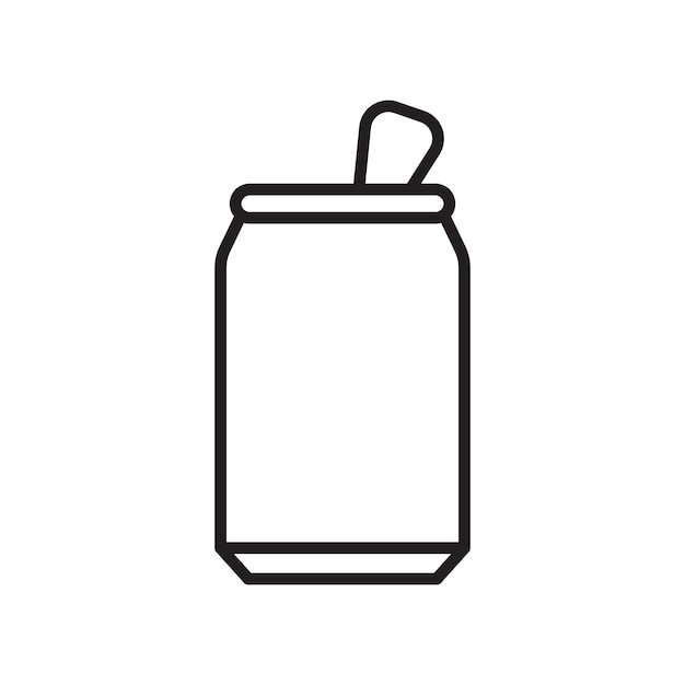 El icono de la línea de la lata de refresco aislado en un fondo blanco