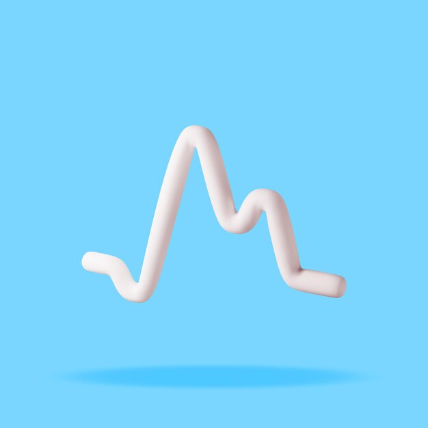 Icono de línea de latidos cardíacos 3D aislado en blanco