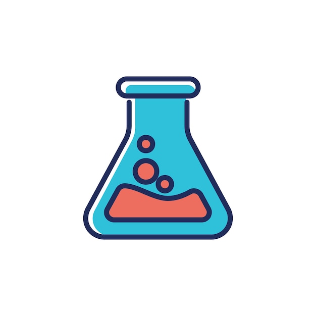 Icono de línea llena de matraz ilustración del concepto de vector de ciencia de laboratorio de química para diseño