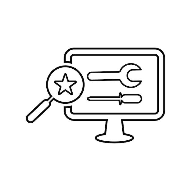 Icono de línea de mantenimiento de Seo Vector de contorno