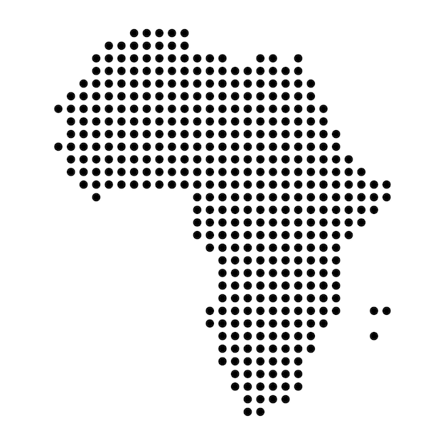 Vector Ícono de línea de mapa de áfrica con vector de patrón de punto polca