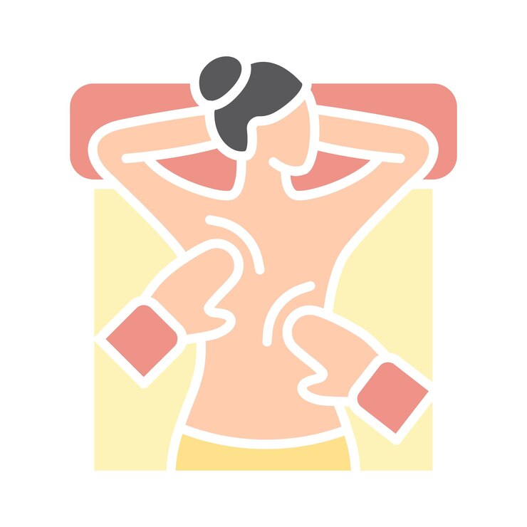 Vector ícono de línea de masaje de espalda terapia de masaje spa relajación bienestar manos de vuelta tratamiento del cuerpo cuidado de la salud músculos presión sesión de spa curación terapéutica tratamiento de rejuvenecimiento de estrés