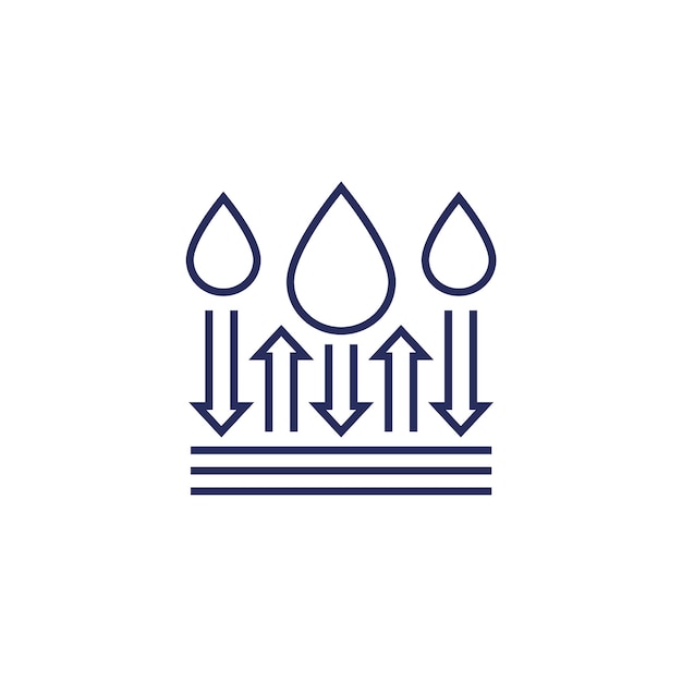 Icono de línea de material resistente al agua impermeable