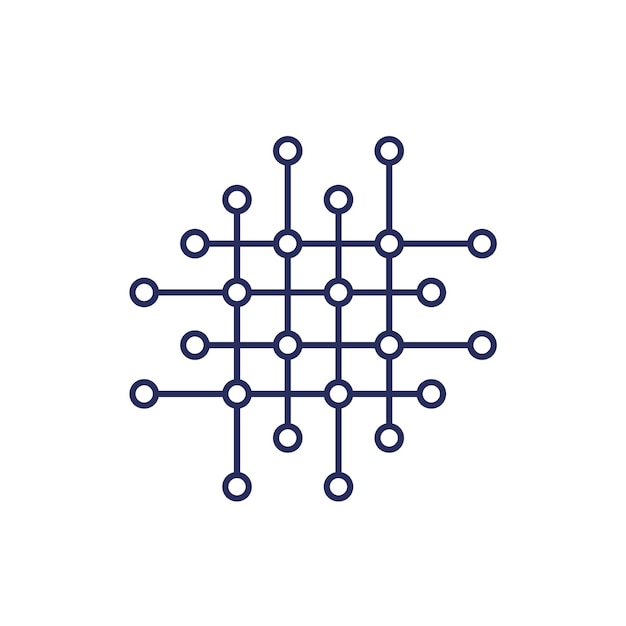 icono de línea de matriz en blanco