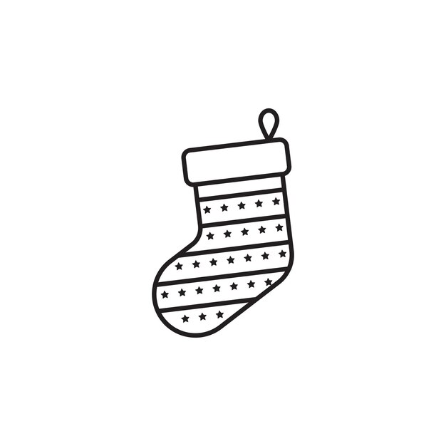 Icono de la línea de medias de Navidad Año nuevo y Feliz Navidad Icono de calcetín de Navidad