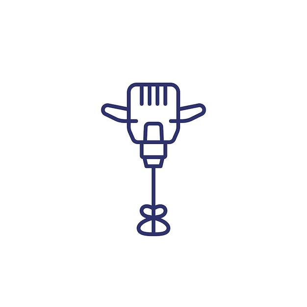Icono de línea de mezclador de cemento eléctrico de mano en blanco