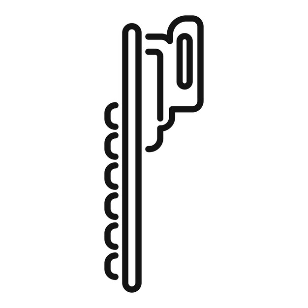 Icono de línea minimalista en blanco y negro que representa una vista lateral de una cremallera cerrada