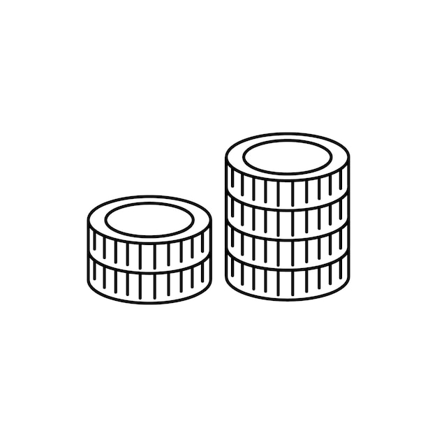 Icono de línea de monedas vectoriales Dos pilas de monedas Inversiones bancarias independencia financiera