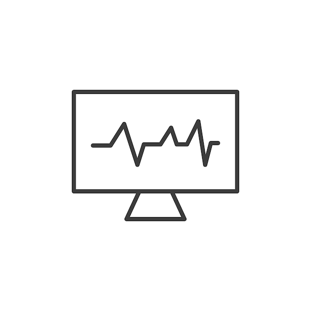 icono de línea de monitor de ECG aislado en fondo blanco