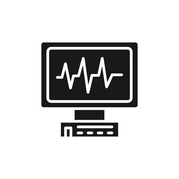 icono de línea de monitor de ECG aislado en fondo blanco
