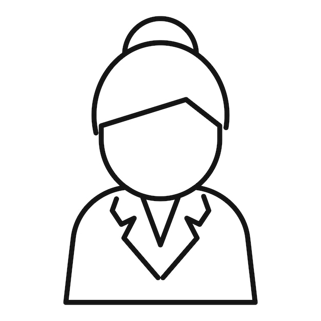 Icono de línea de una mujer de negocios con un traje y el cabello atado hacia atrás