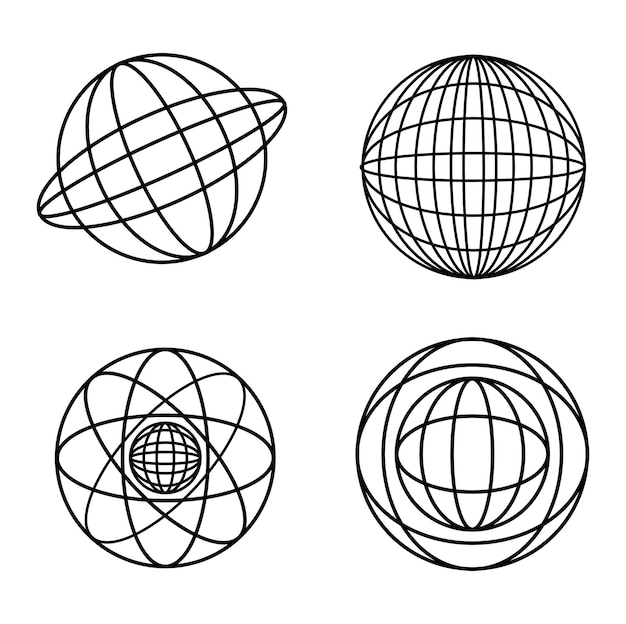 Ícono de línea mundial Trucado que se puede editar Línea de globo Icono de línea de globo Arte vectorial Ilustración