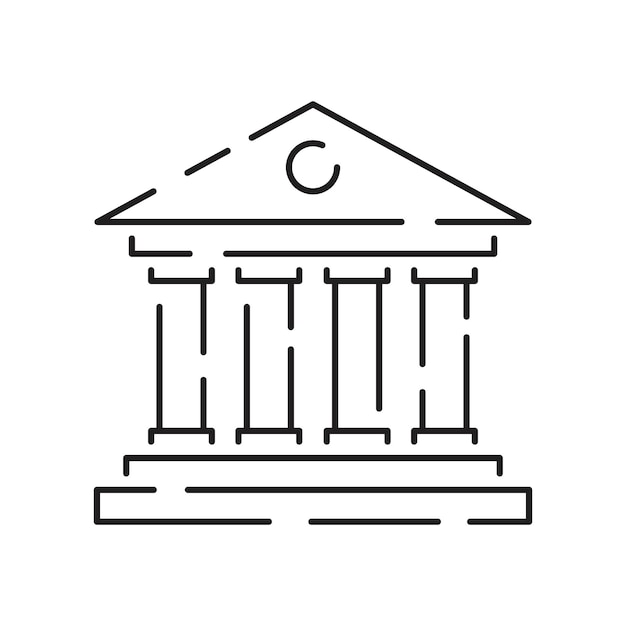 Icono de línea de museo Icono de entretenimiento Pictograma lineal de columna antigua aislado en edificio de ilustración perfecta de píxel blanco
